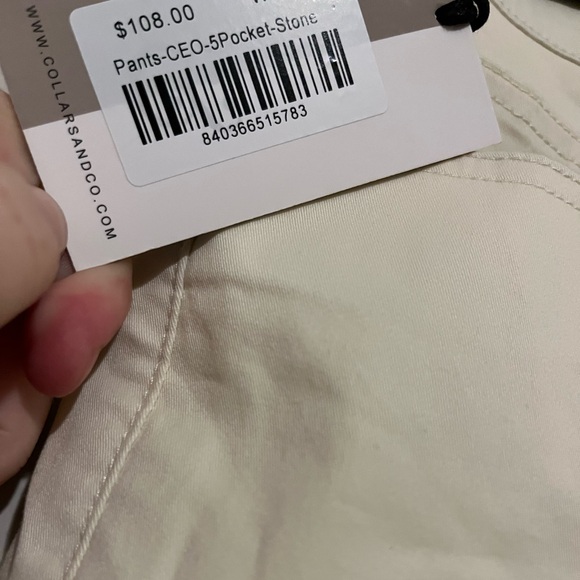 NWT Collars & Co CEO Chino Five Pocket Pants Cotton Stretch Pants Stone - Picture 5 of 11